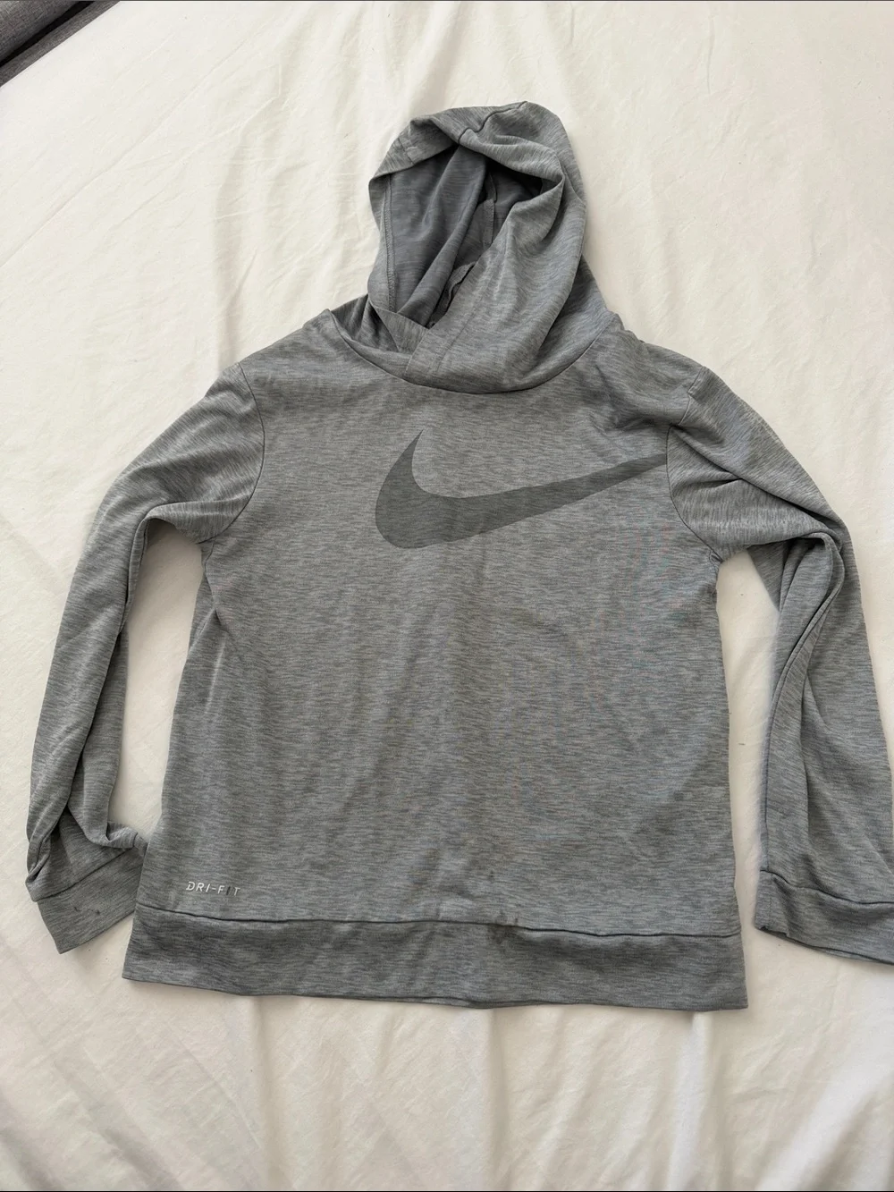 Nike Grey Hooded Dri-FIT Pullover with Swoosh size 5
